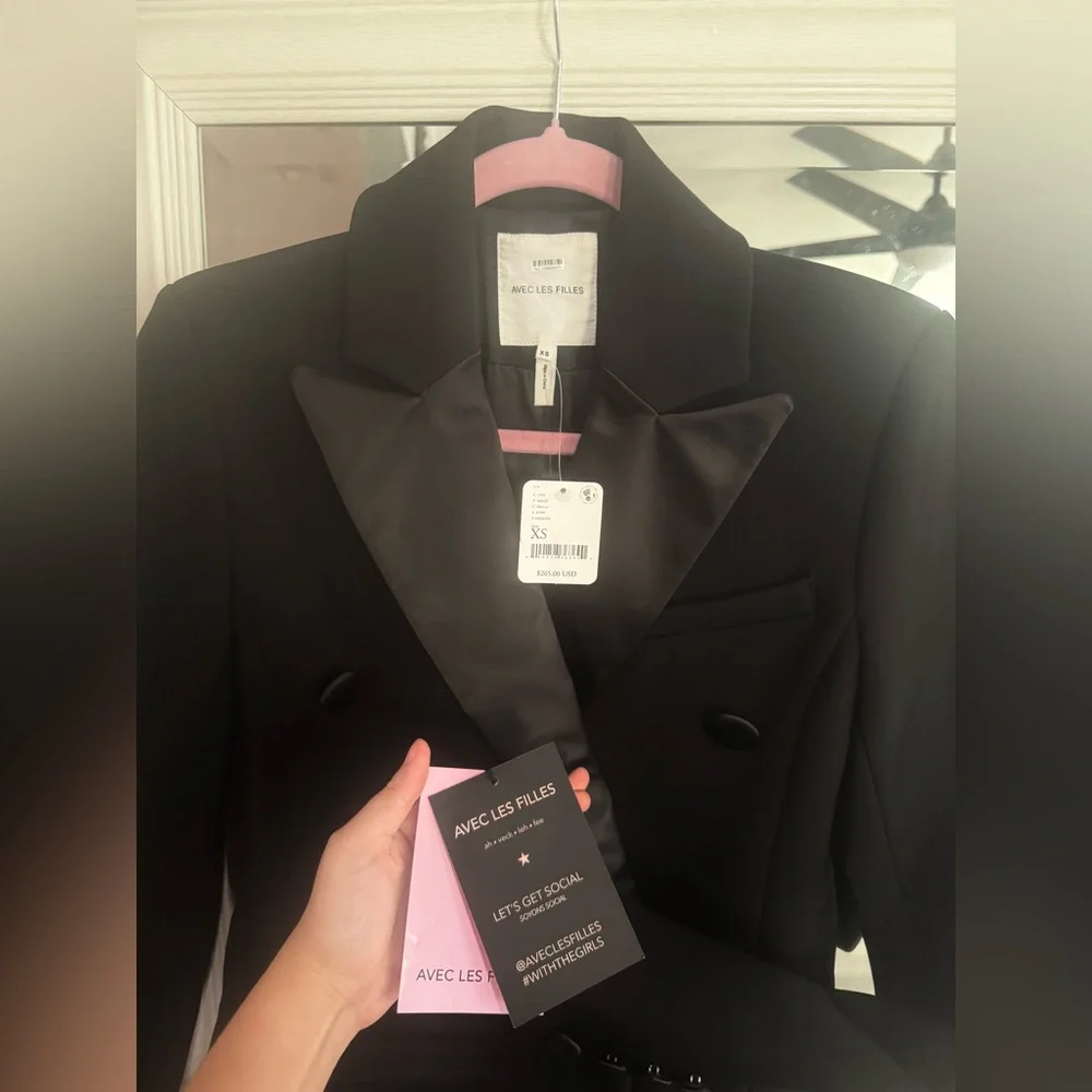 NWT Avec Les Filles Tuxedo Double-Breasted Coat - Picture 5 of 6